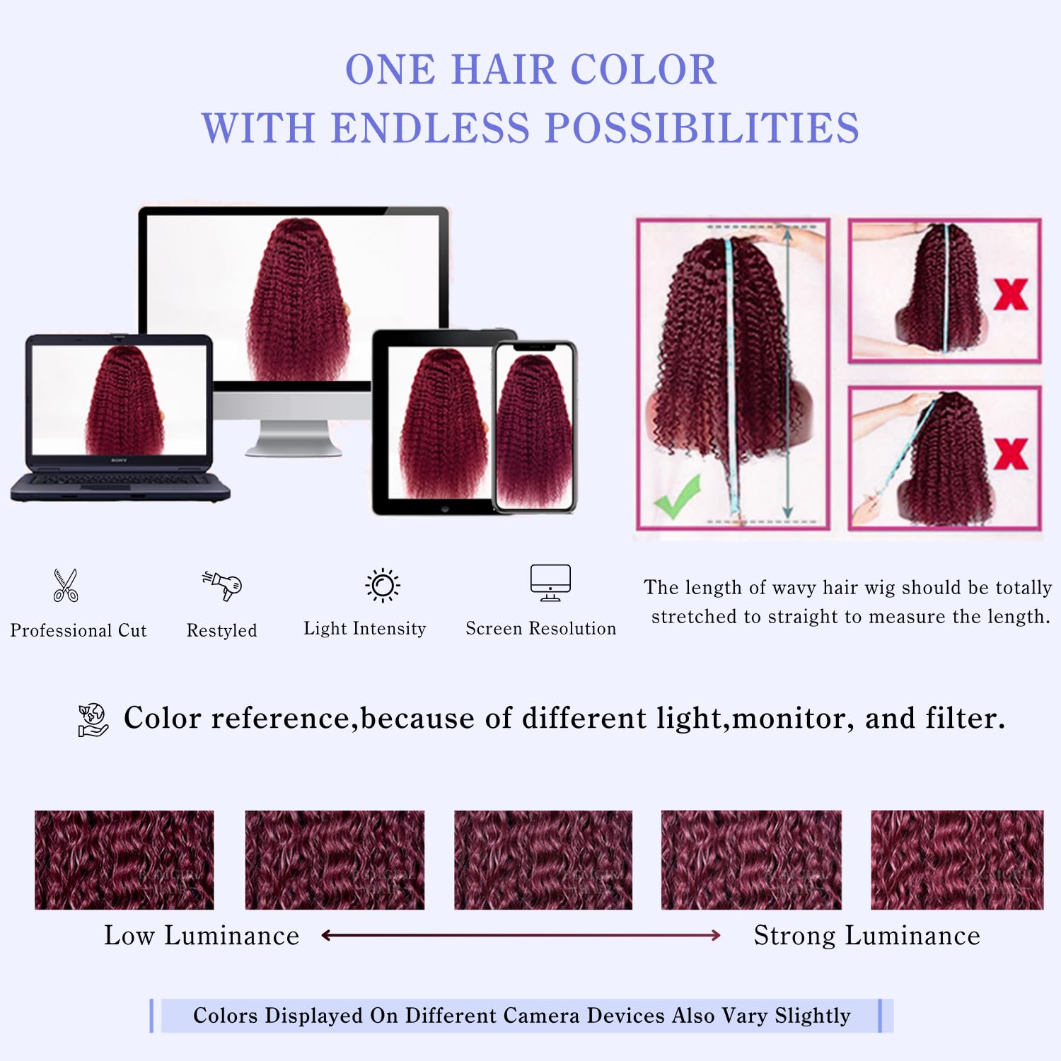 Estilar 99j Burgundy Deep Wave Lace Front Wigs Human Hair 200 Density 13x6 HD Lace Frontal Wigs Pre Plucked Deep Curly Glueless Wigs Human Hair with Baby Hair for Women Red Color 28 Inch